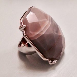 Charcoal Grey Stone Statement Ring - Size 8